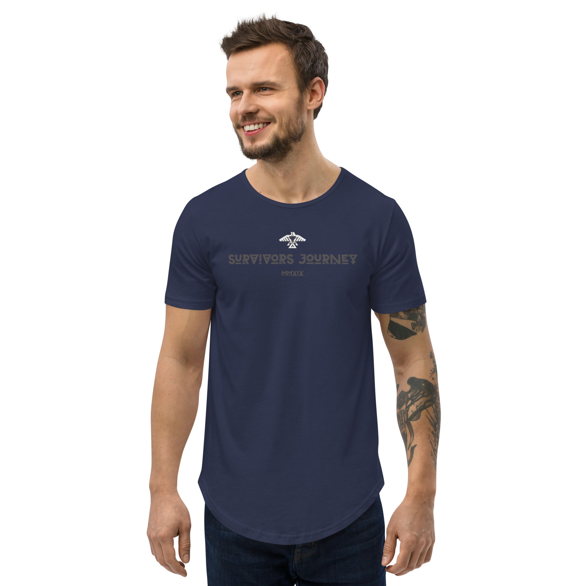 Curved Hem T Shirts Men -longline