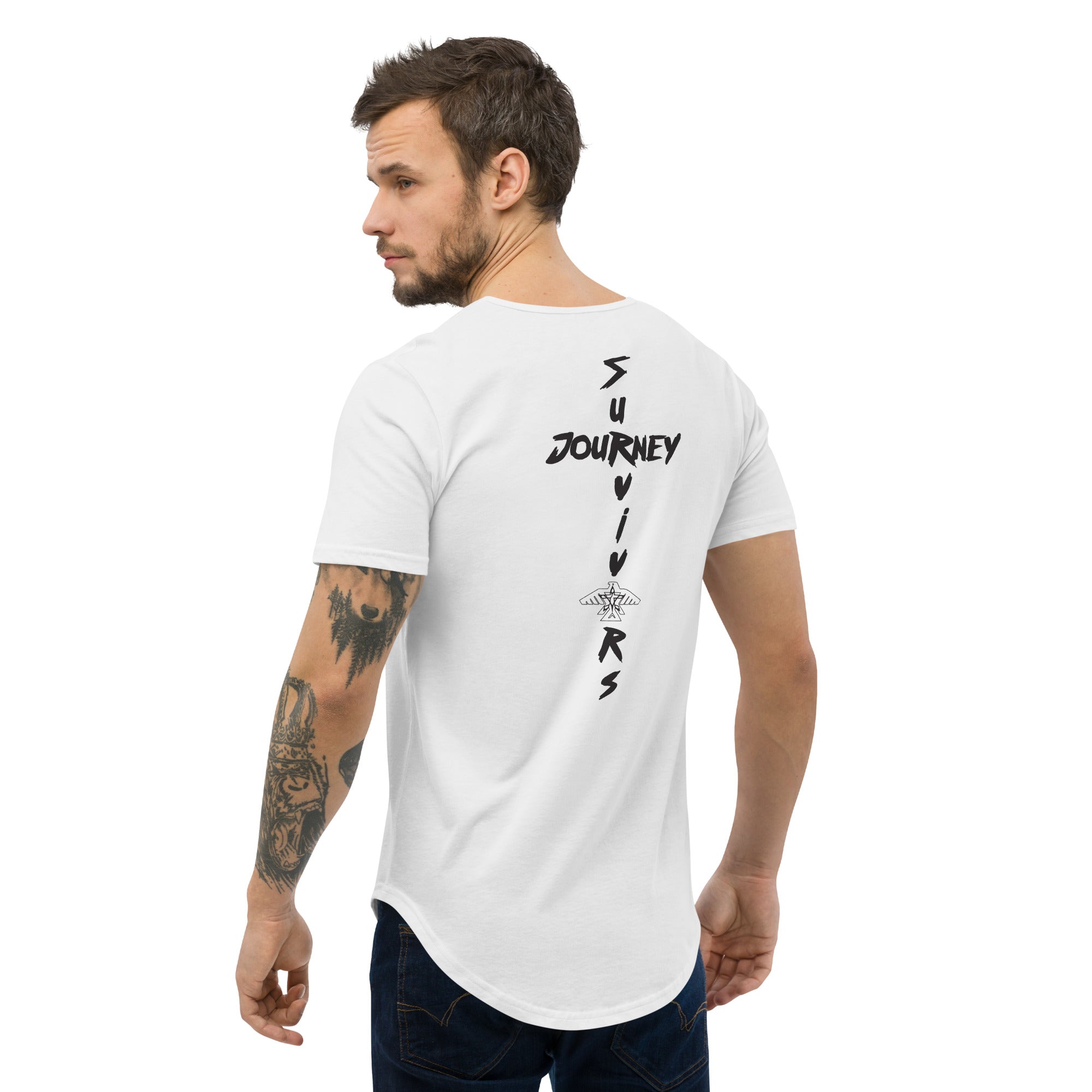 Men's Curved Hem T-Shirt - White Shaka Logo – South Bay Board Co.