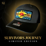 S.J. Limited Edition Fabric Patch Hat — Blue & Gold Geometric; example fabric pattern