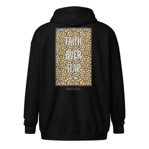 Faith Over Fear Cheetah Print Unisex heavy blend zip hoodie