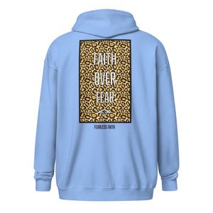 Faith Over Fear Cheetah Print Unisex heavy blend zip hoodie