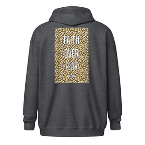 Faith Over Fear Cheetah Print Unisex heavy blend zip hoodie