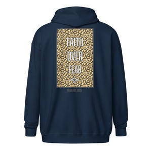 Faith Over Fear Cheetah Print Unisex heavy blend zip hoodie
