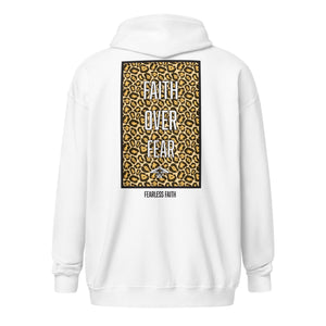 Faith Over Fear Cheetah Print Unisex heavy blend zip hoodie