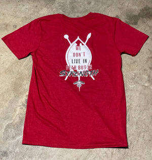 We Live in Strength (Sickle Cell Awareness) Heathered Cherry Red T-Shirt