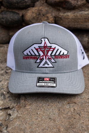 S.J. Trucker Hat (Heathered Grey/Deep Red/Black)