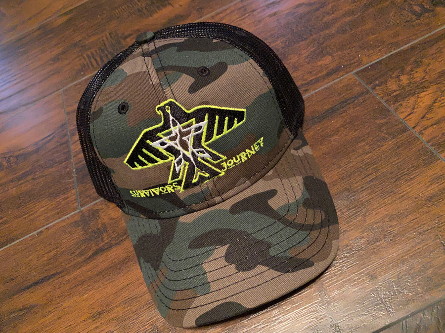 S.J. Trucker Hat (Camo/ Neon Yellow)
